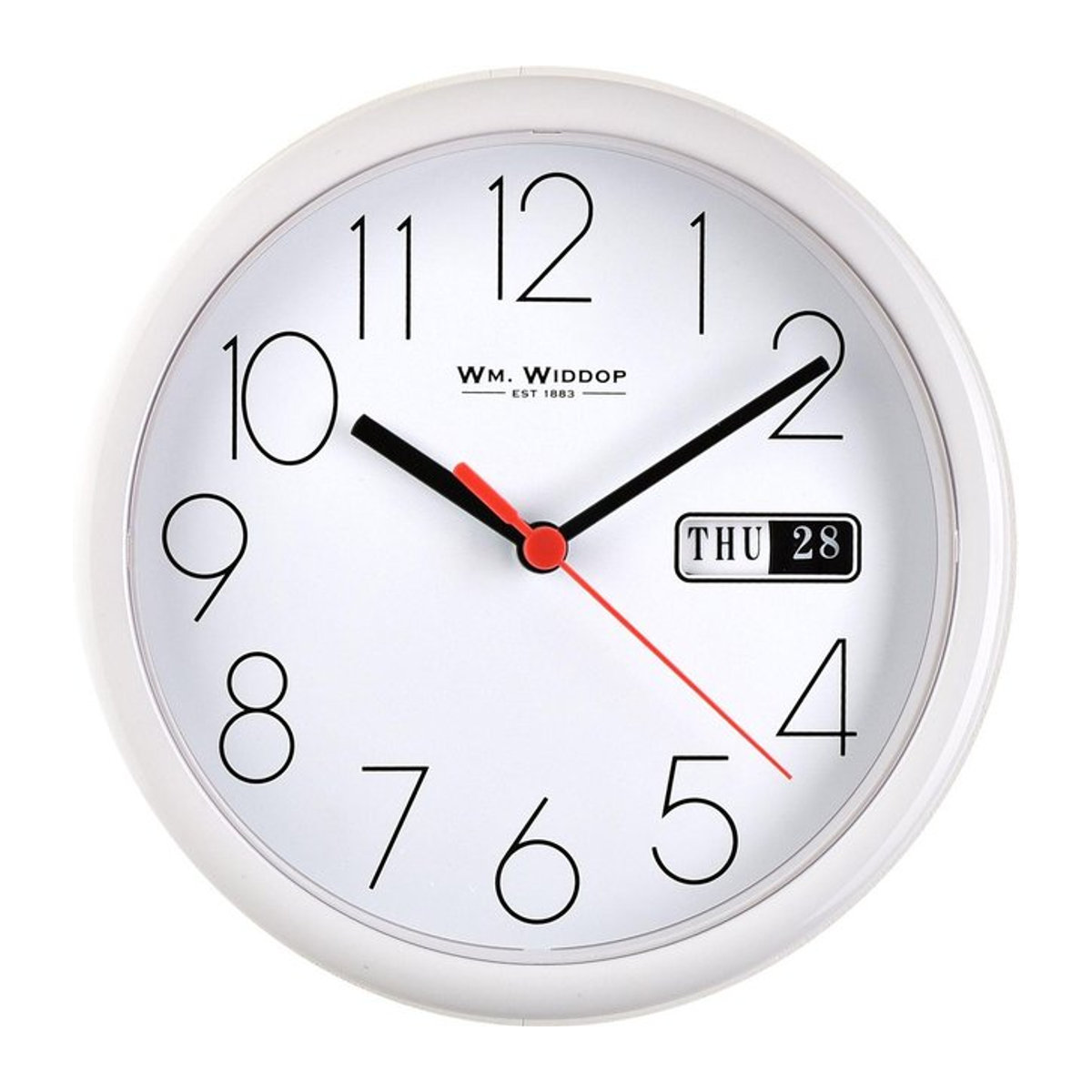 Hometime Wanduhr mit Datum und Wochentag in Weiß, Rund, Durchmesser: 21,5 cm - Bild 1