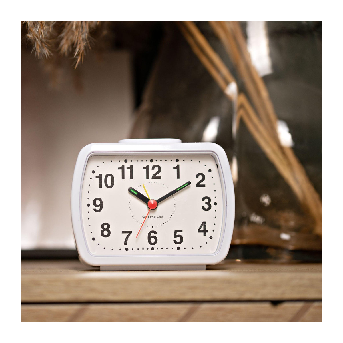 Hometime Wecker Oblong mit analogem Zifferblatt in Weiß und Grün mit leuchtenden arabischen Ziffern und Piepton-Alarm, B/T/H: 11,6 x 6,8 x 6,8 cm - Bild 3