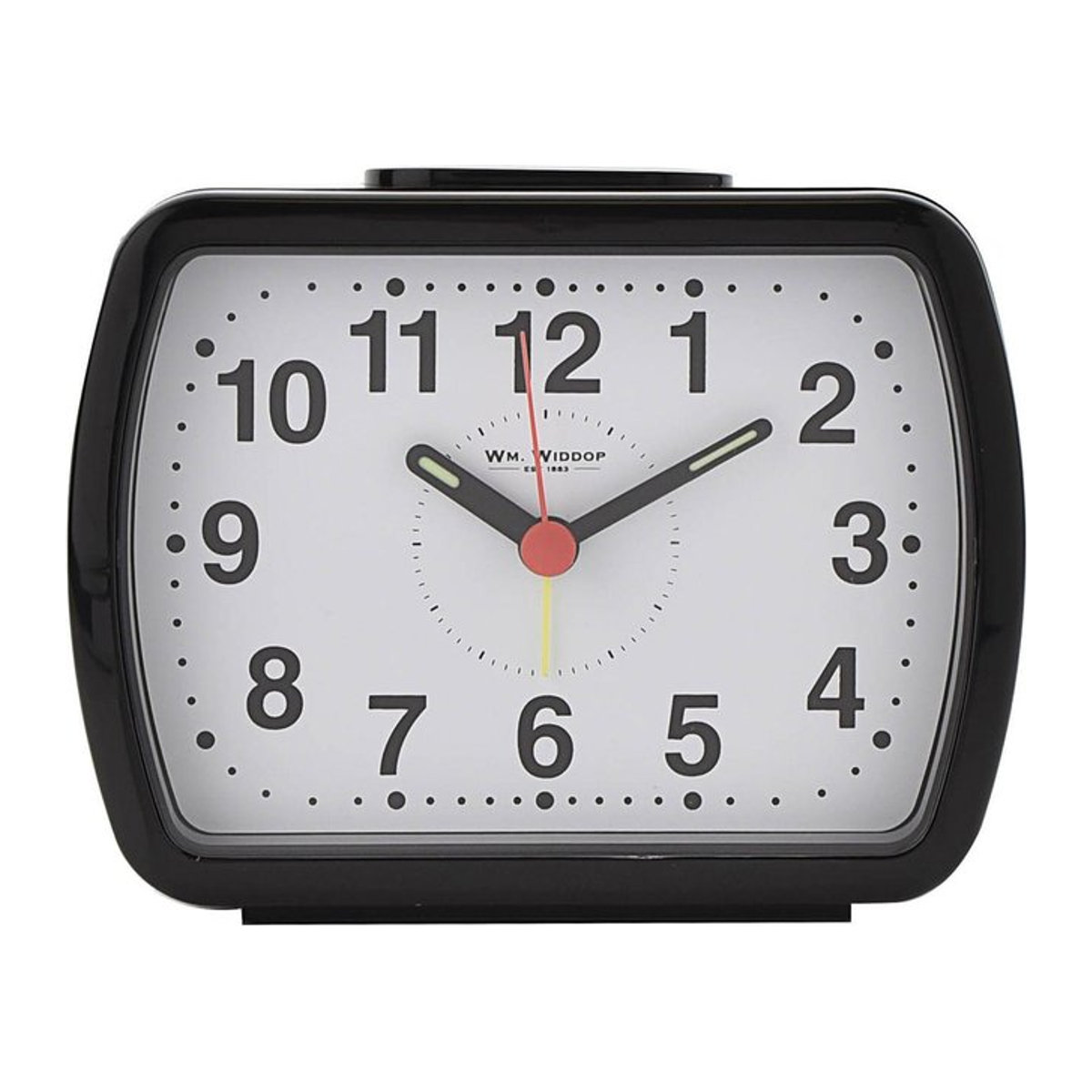 Hometime William Widdop Analoger Wecker mit Glockenalarm und leuchtendem arabischem Zifferblatt, Schwarz, B/T/H: 12,0 x 12,0 x 6,5 cm - Bild 1