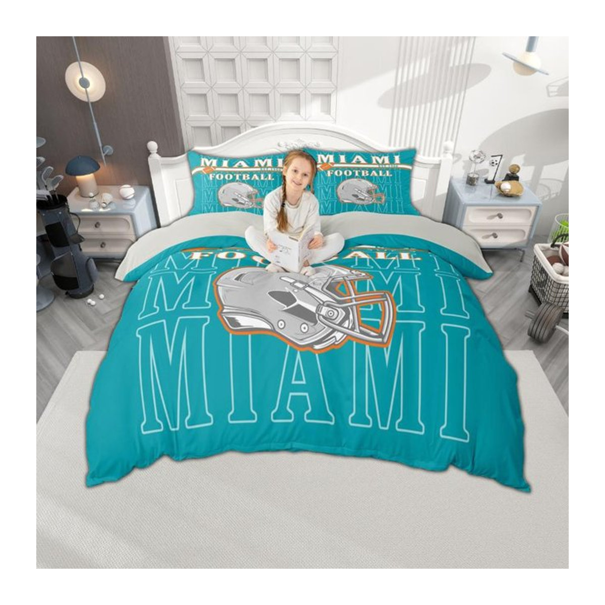 Homewish Bettwäsche-Set American Football Rugby Helm Design, Single, B/H: 135 x 200 cm - Bild 1