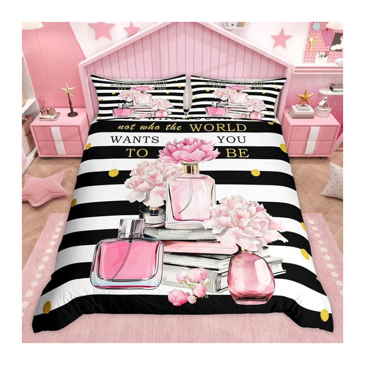 Homewish Bettwäsche-Set Prinzessin Kosmetik mit High Heels und Glitzer, Multicolor, B/H: 135 x 200 cm - Bild 1