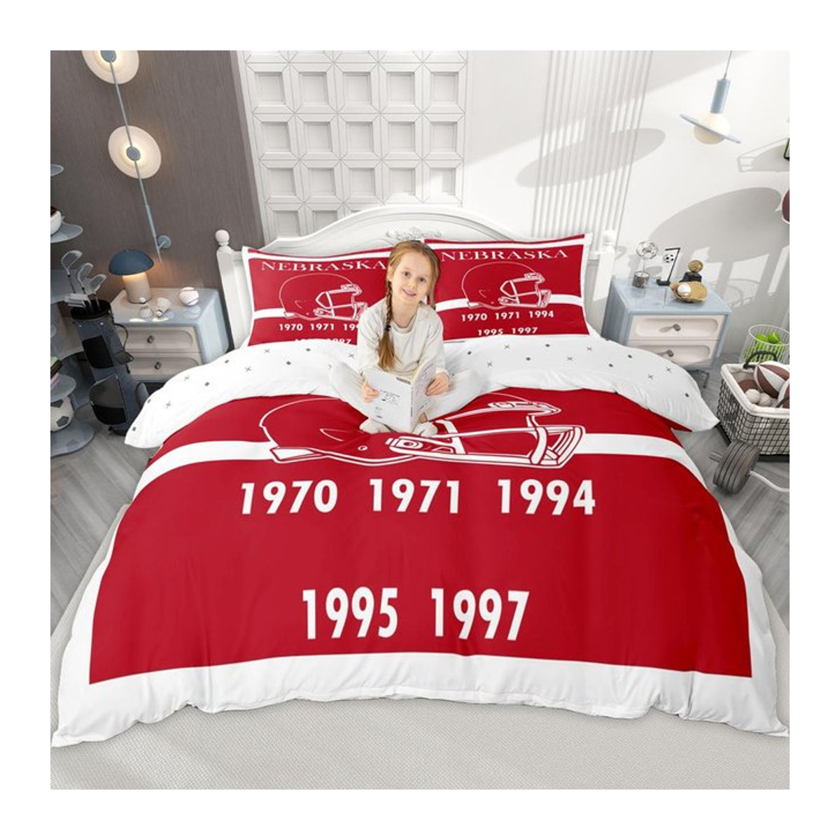 Homewish Bettwäsche-Set Rugby-Helm Sport-Design mit Reißverschluss, 2-teilig, B/H: 100 x 135 cm - Bild 1