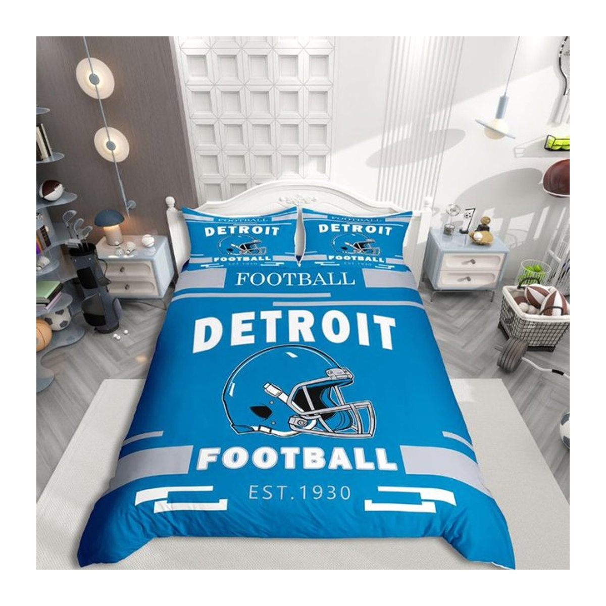 Homewish Philadelphia Sport City Bettwäsche-Set mit American Football und Rugby-Helm Design für Jungen, Single, B/H: 135 x 200 cm, 3-teilig - Bild 1