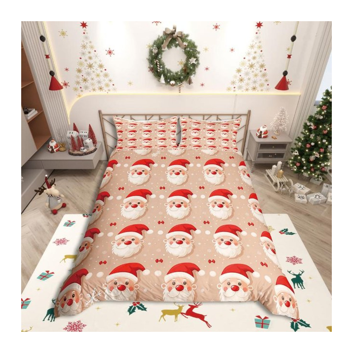 Homewish Weihnachts-Bettwäsche Set mit Nussknacker- und Weihnachtsbaum-Motiv, 2-teilig, B/H: 100 x 135 cm - Bild 1