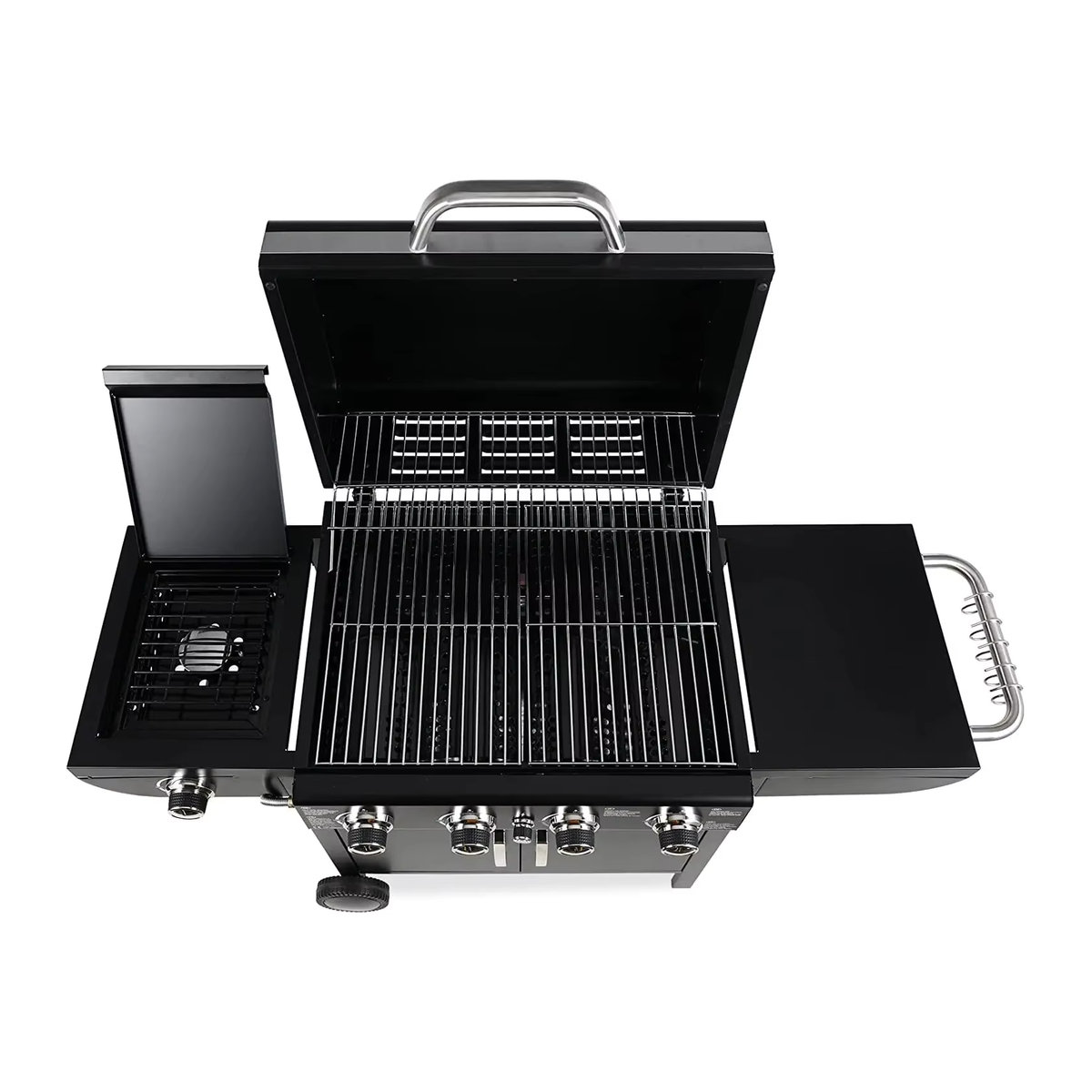 Homfa Gasgrill in Schwarz mit Piezo-Zündung, Thermometer und 4 x 1000 BTU / 2,93 kW Leistung für Garten und Camping - Bild 3