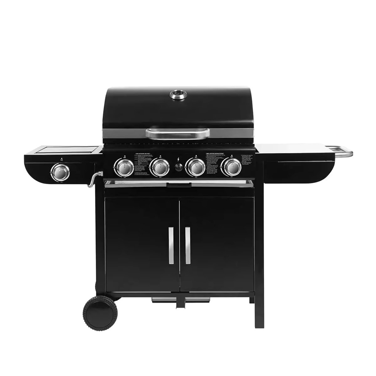 Homfa Gasgrill in Schwarz mit Piezo-Zündung, Thermometer und 4 x 1000 BTU / 2,93 kW Leistung für Garten und Camping - Bild 7