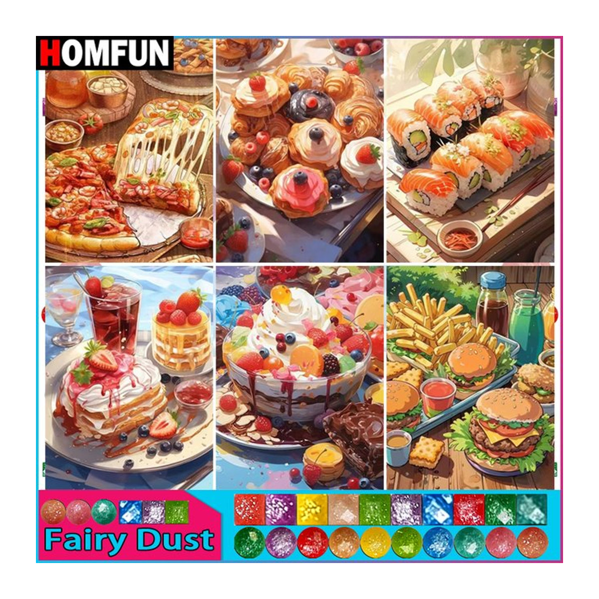 HOMFUN 5D Diamantmalerei DIY Set mit Motiv Brot und Kuchen in Mehrfarbig - Bild 1