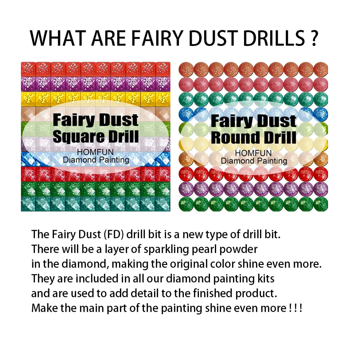 HOMFUN DIY 5D Diamantmalerei Set mit 120 Farben aus Harz, Feenstaub und AB-Bohrern, personalisiertes quadratisches Kreuzstich Stickerei Set in Mehrfarbig - Bild 2
