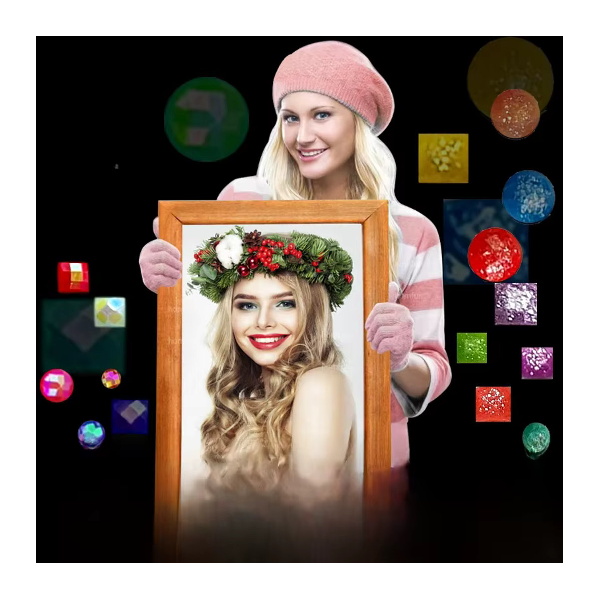 HOMFUN DIY Diamantmalerei Set mit Harz und Feenstaub, personalisiertes 5D Kreuzstich Set für Erwachsene, mehrfarbig - Bild 2