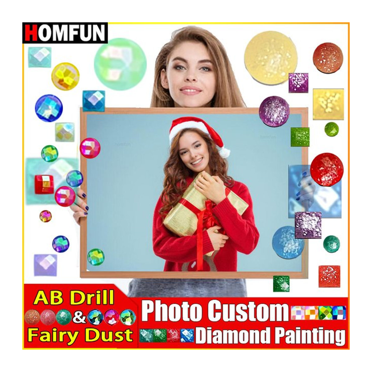 HOMFUN DIY Diamond Painting Set 5D Strass Stickerei mit Kunstharz-Steinen, rund, mehrfarbig - Bild 1