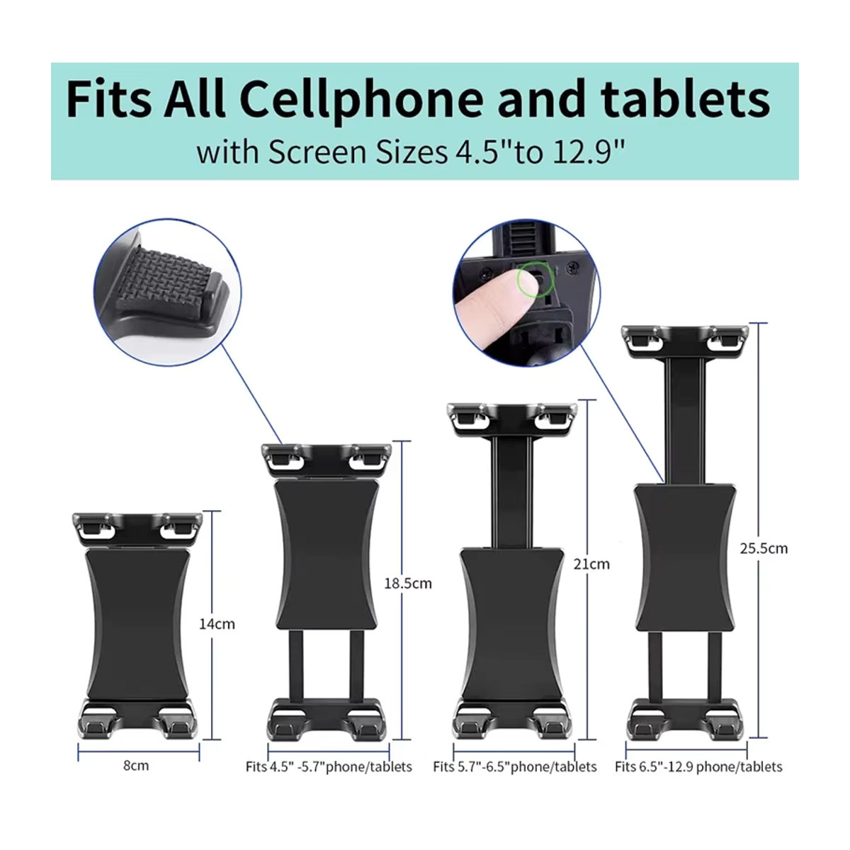Homhu Fahrrad Tablet Halterung Schwarz für iPad Air und Pro 12,9 Zoll sowie Smartphones als Lenker Clip für Indoor Gym und Laufband - Bild 4