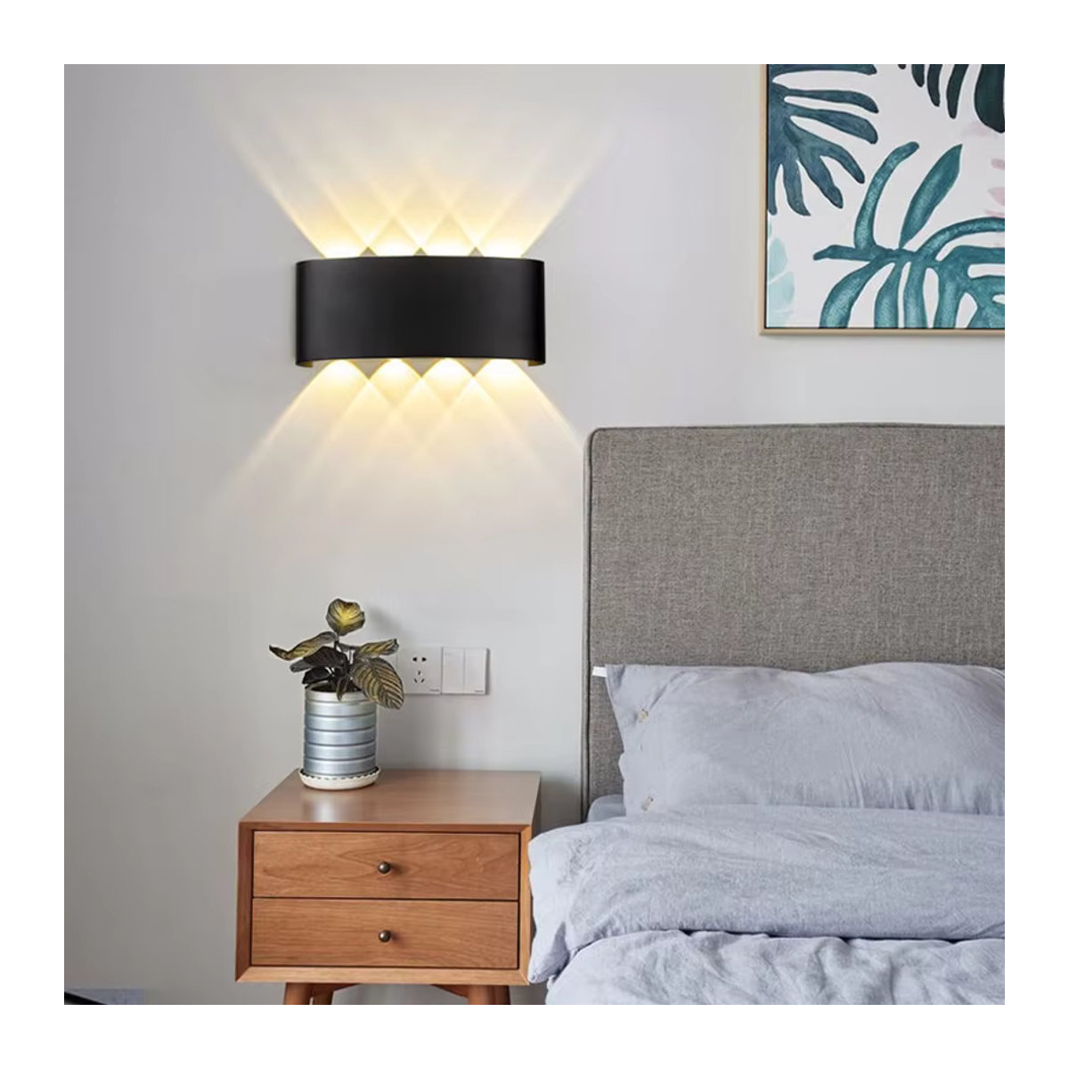 Homocean LED Wandleuchte im skandinavischen Design aus Kunststoff, Schwarz, Up-Down Wandlampe für Schlafzimmer und Korridor - Bild 2