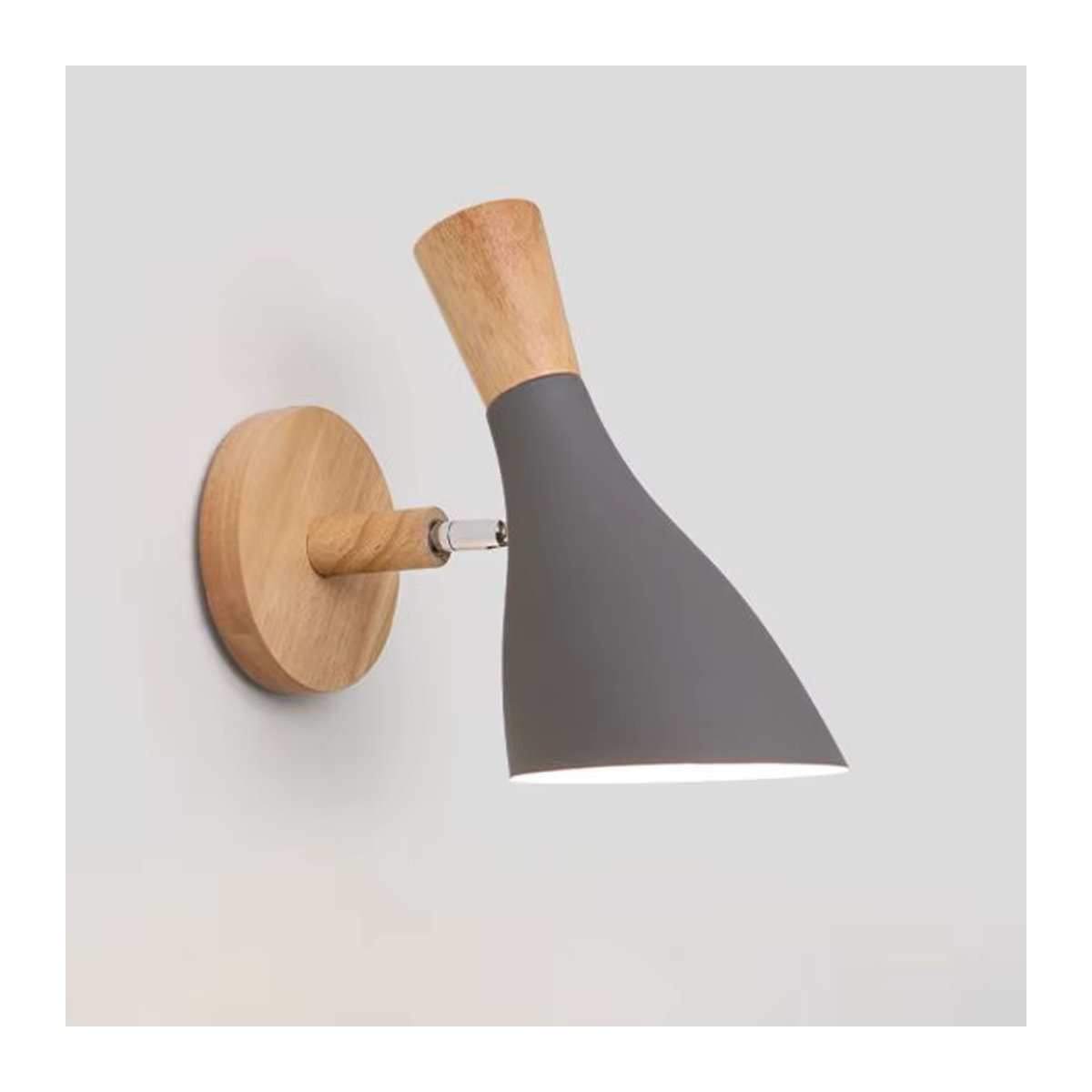 Homocean Wandlampe Nordic Design aus Metall und Holz in Weiß mit E27 Fassung für Schlafzimmer und Innenräume - Bild 3