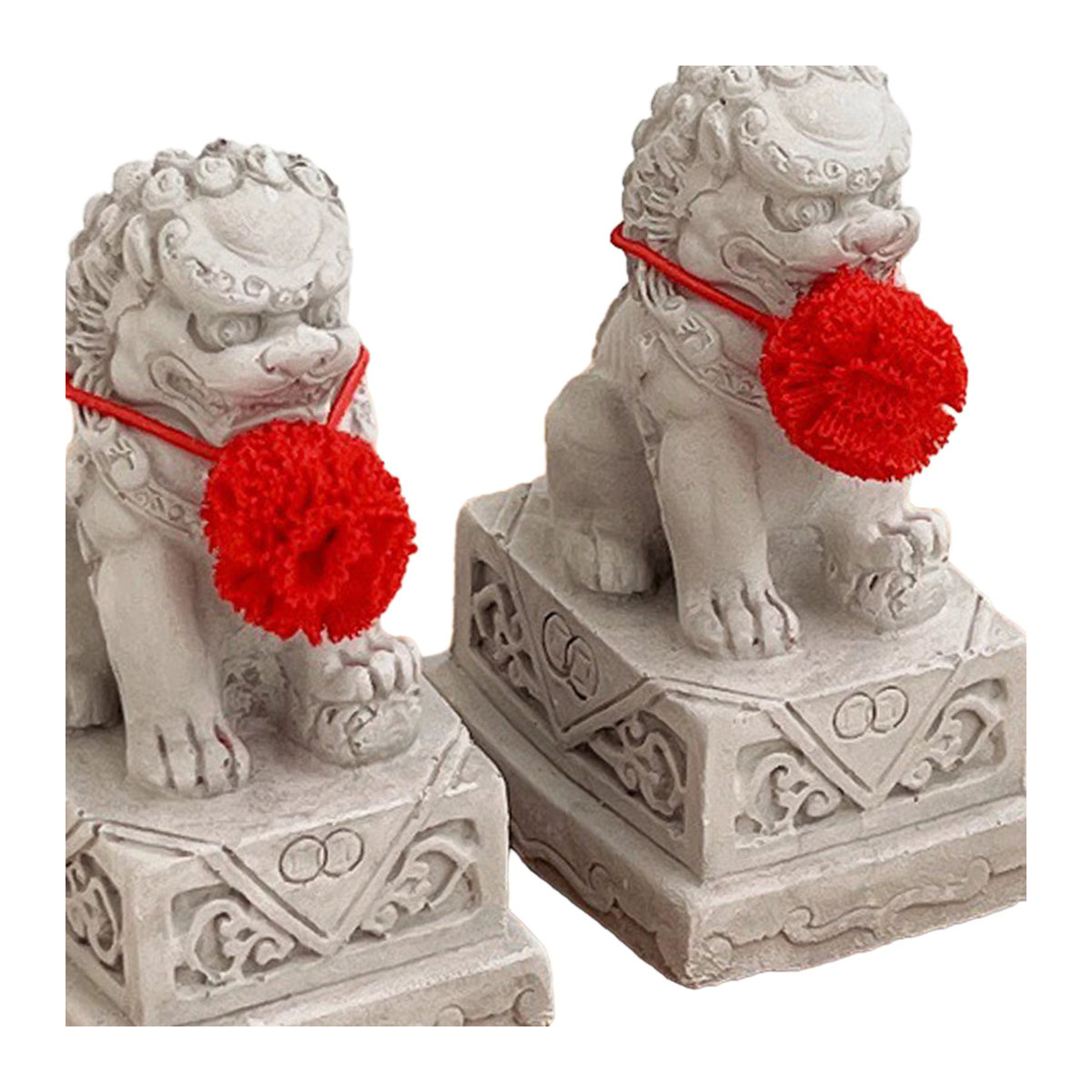 Homyl 2er Set Fu Fu Hunde Steinstatuen Miniatur Löwen in Grau für Feng Shui Dekoration - Bild 5