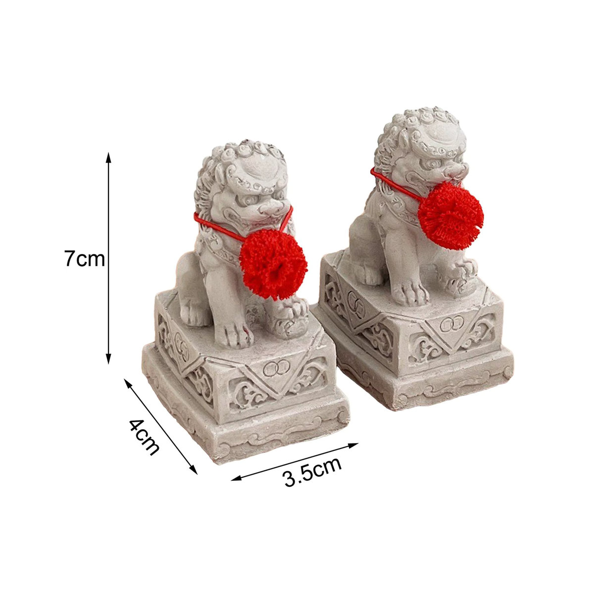 Homyl 2er Set Fu Fu Hunde Steinstatuen Miniatur Löwen in Grau für Feng Shui Dekoration - Bild 6