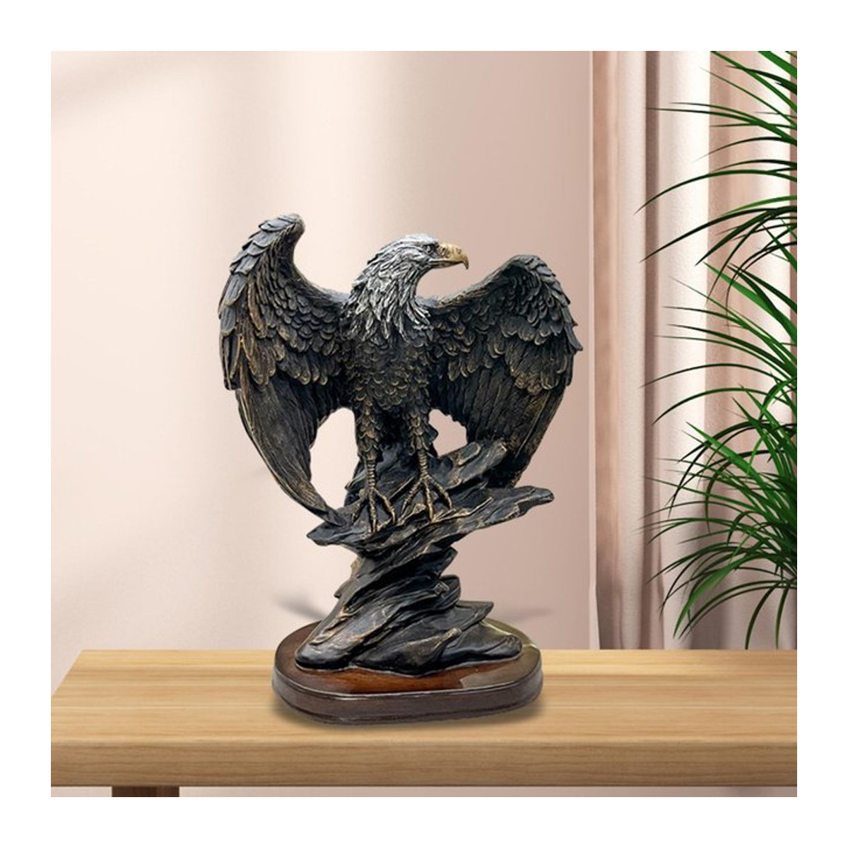 Homyl Adler Statue aus Kunstharz in Schwarz als dekorative Skulptur für Wohnkultur und Sammler - Bild 1