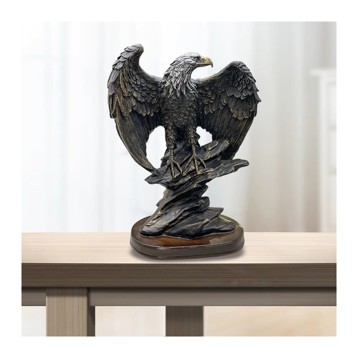 Homyl Adler Statue aus Kunstharz in Schwarz als dekorative Skulptur für Wohnkultur und Sammler - Bild 2