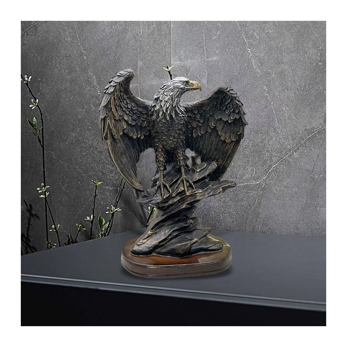 Homyl Adler Statue aus Kunstharz in Schwarz als dekorative Skulptur für Wohnkultur und Sammler - Bild 3