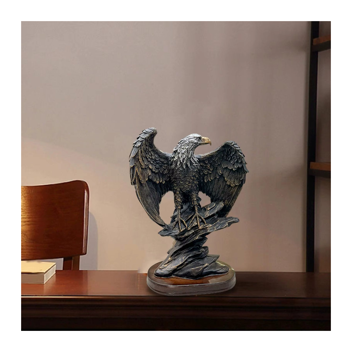 Homyl Adler Statue aus Kunstharz in Schwarz als dekorative Skulptur für Wohnkultur und Sammler - Bild 4