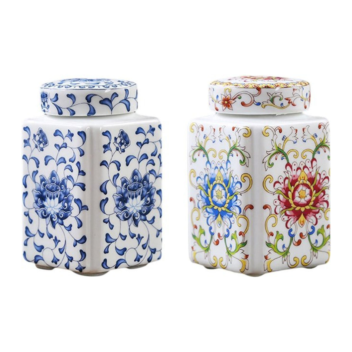 Homyl Dekorative Keramikvase in Ingwer-Optik mit floralem Design, bauchige Porzellanvase für Schnittblumen, mehrfarbig - Bild 1