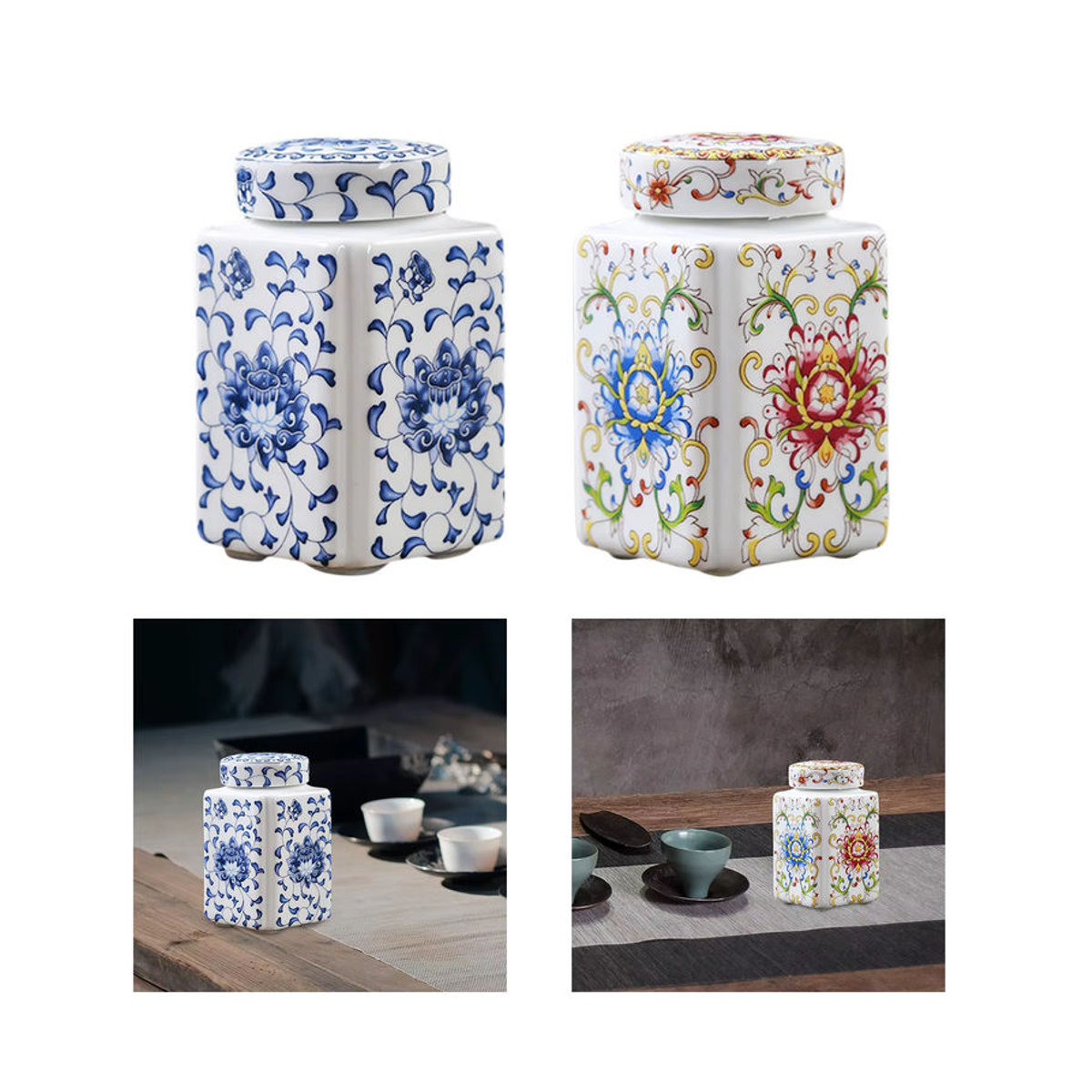 Homyl Dekorative Keramikvase in Ingwer-Optik mit floralem Design, bauchige Porzellanvase für Schnittblumen, mehrfarbig - Bild 3