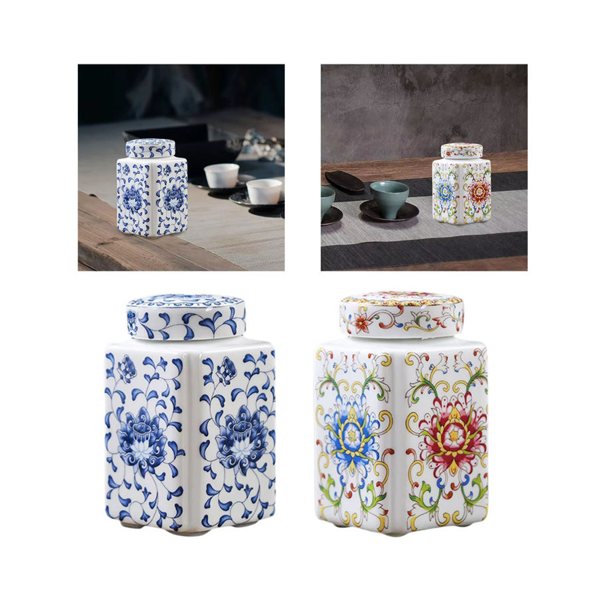 Homyl Dekorative Keramikvase in Ingwer-Optik mit floralem Design, bauchige Porzellanvase für Schnittblumen, mehrfarbig - Bild 4
