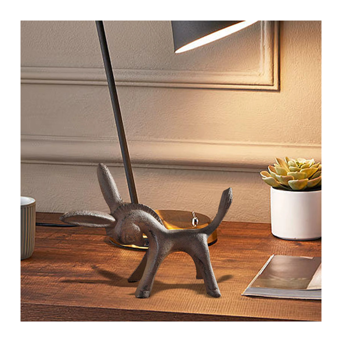 Homyl Esel-Tierfigur aus Gusseisen in Braun als rustikale Skulptur - Bild 4