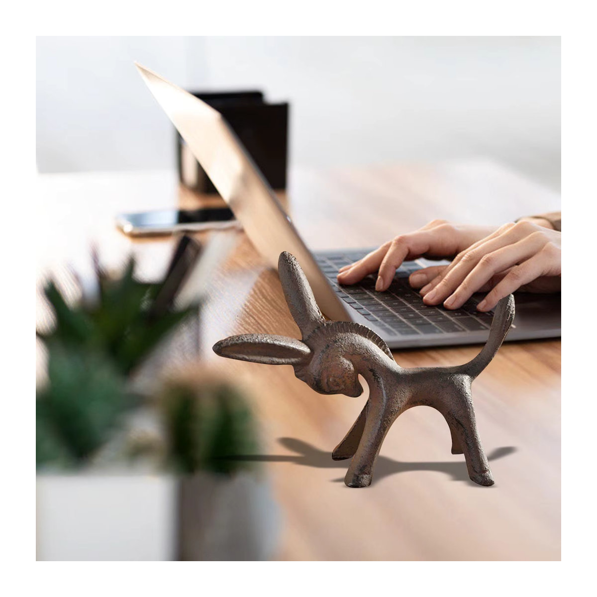 Homyl Esel-Tierfigur aus Gusseisen in Braun als rustikale Skulptur - Bild 5
