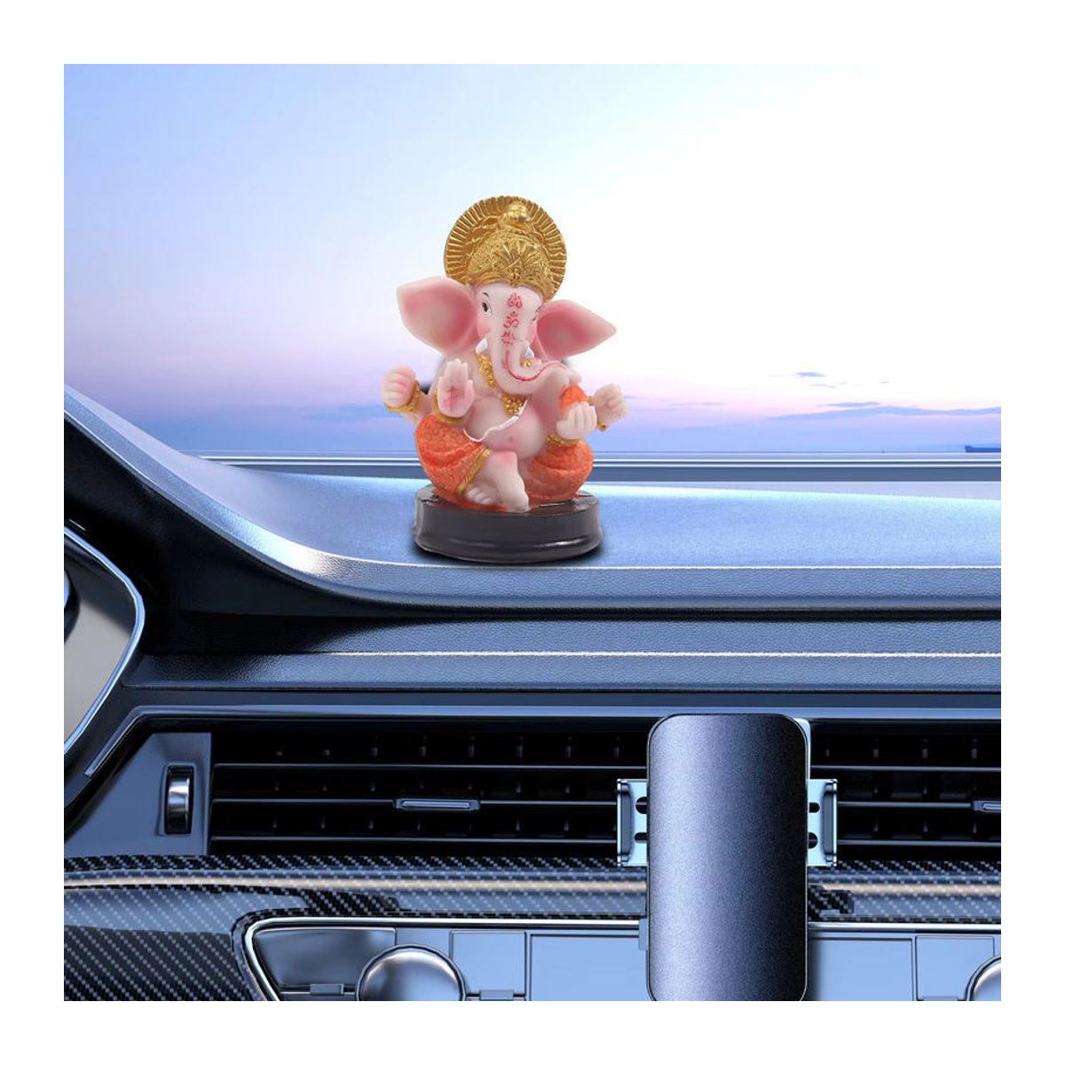 Homyl Ganesha Statue Hindu-Elefant-Gott in Rosa aus Kunstharz als orientalische Dekoration für dein Zuhause - Bild 2