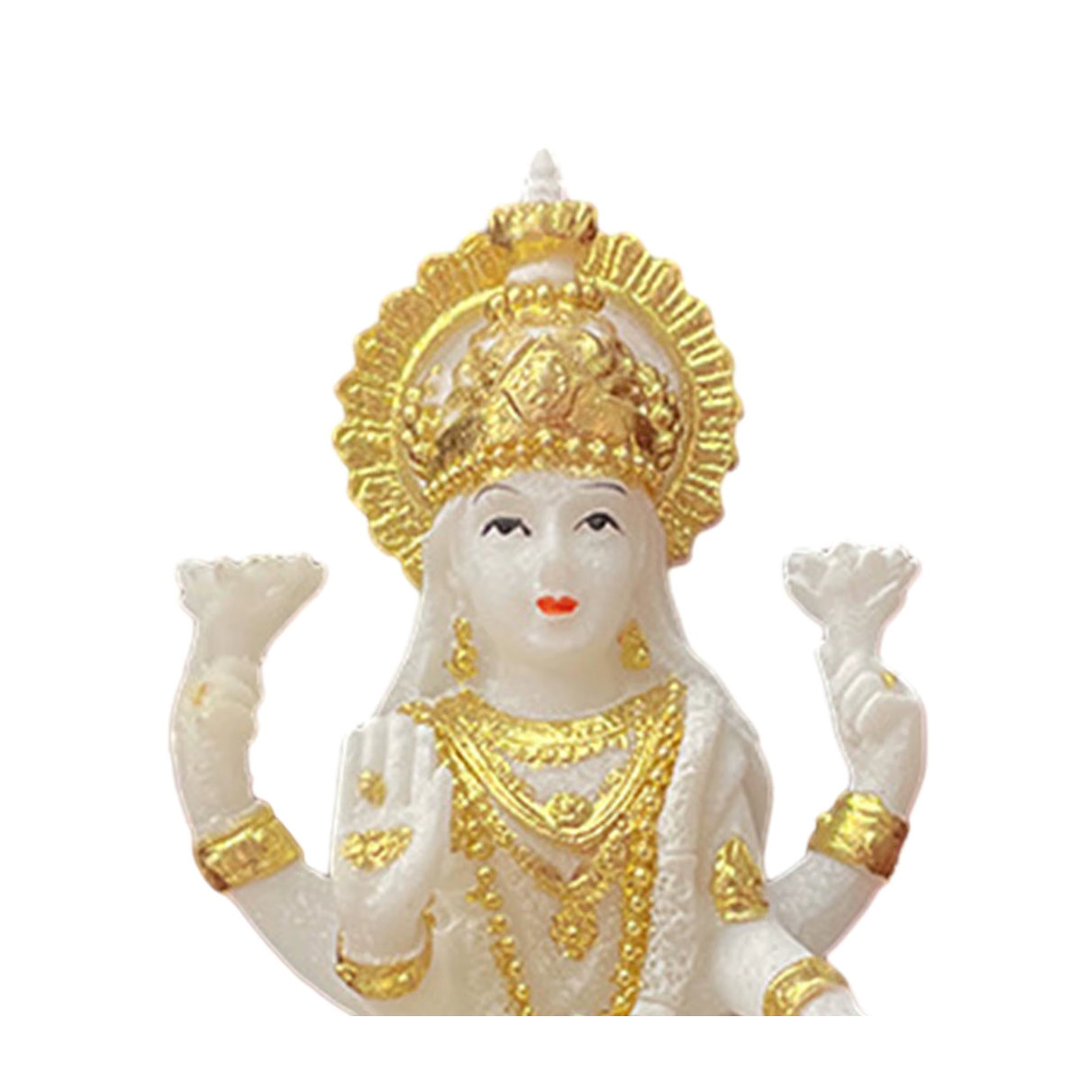 Homyl Lakshmi Statue Indische Göttin in Weiß aus Kunstharz als Feng Shui Dekorationsfigur für Tisch und Regal - Bild 4