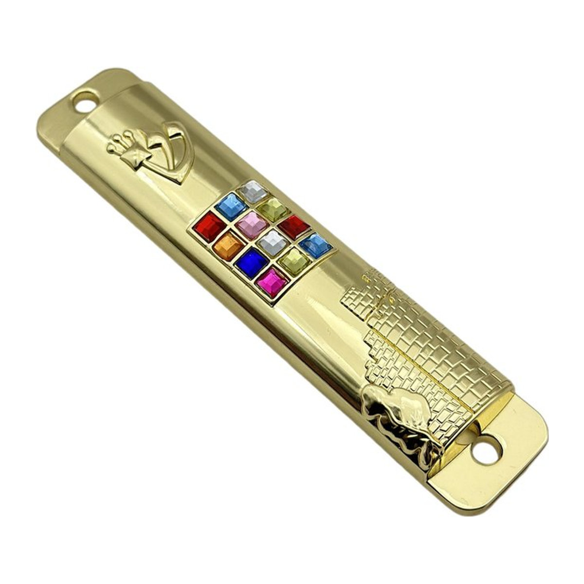 Homyl Mezuzah Wandkunst aus Metall in Gold, geometrisches Design, Rechteckig, Höhe: 10,6 cm - Bild 1