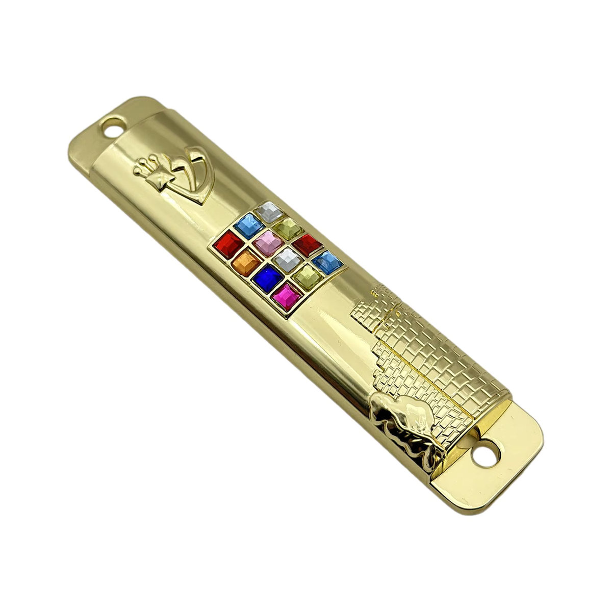 Homyl Mezuzah Wandkunst aus Metall in Gold, geometrisches Design, Rechteckig, Höhe: 10,6 cm - Bild 2