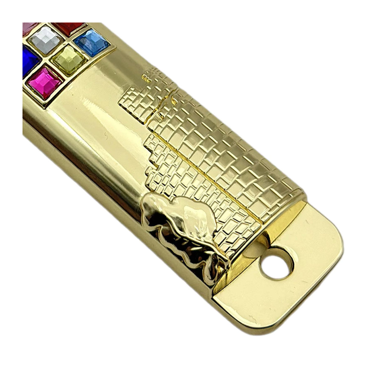 Homyl Mezuzah Wandkunst aus Metall in Gold, geometrisches Design, Rechteckig, Höhe: 10,6 cm - Bild 3
