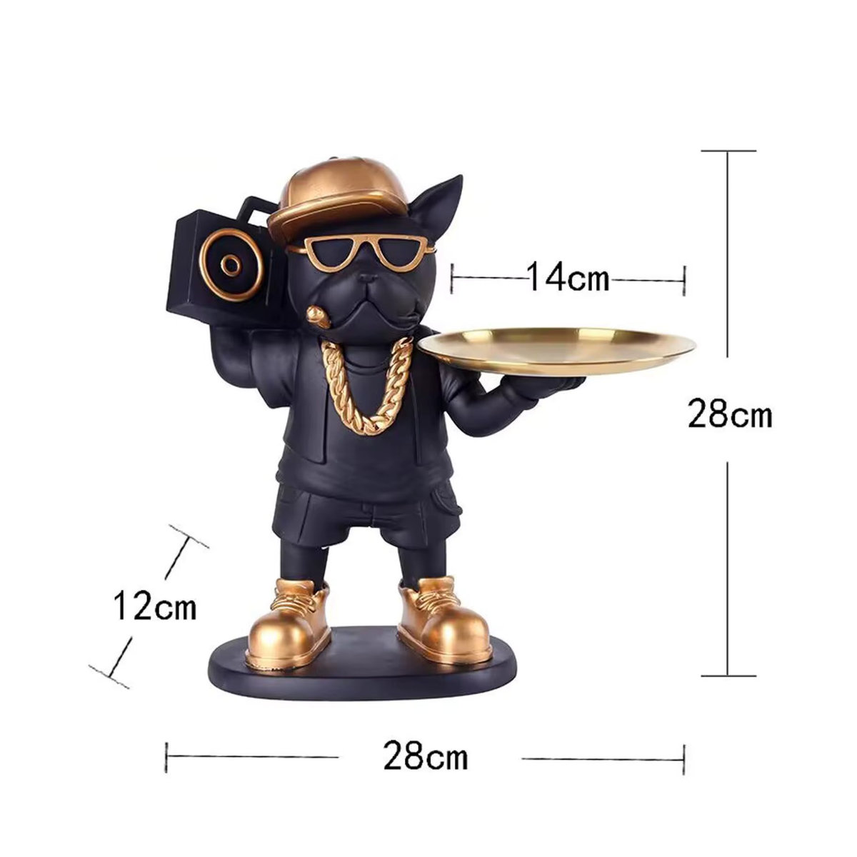 Homyl Schmucktablett mit Hundefigur aus Kunstharz in Schwarz - Bild 6