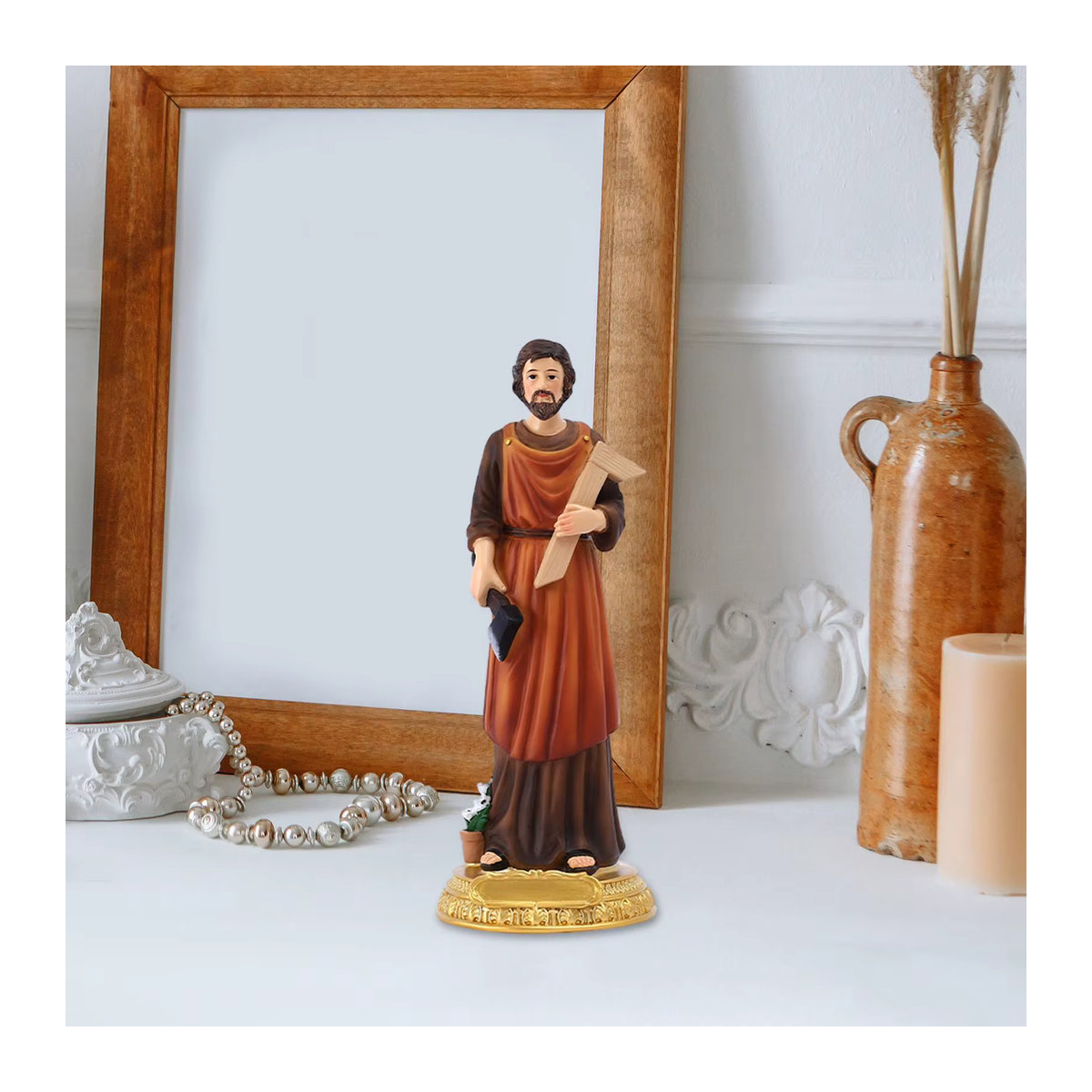 Homyl St. Joseph Statue aus Kunstharz in Mehrfarbig als dekorative christliche Figur für deine Innendekoration - Bild 2