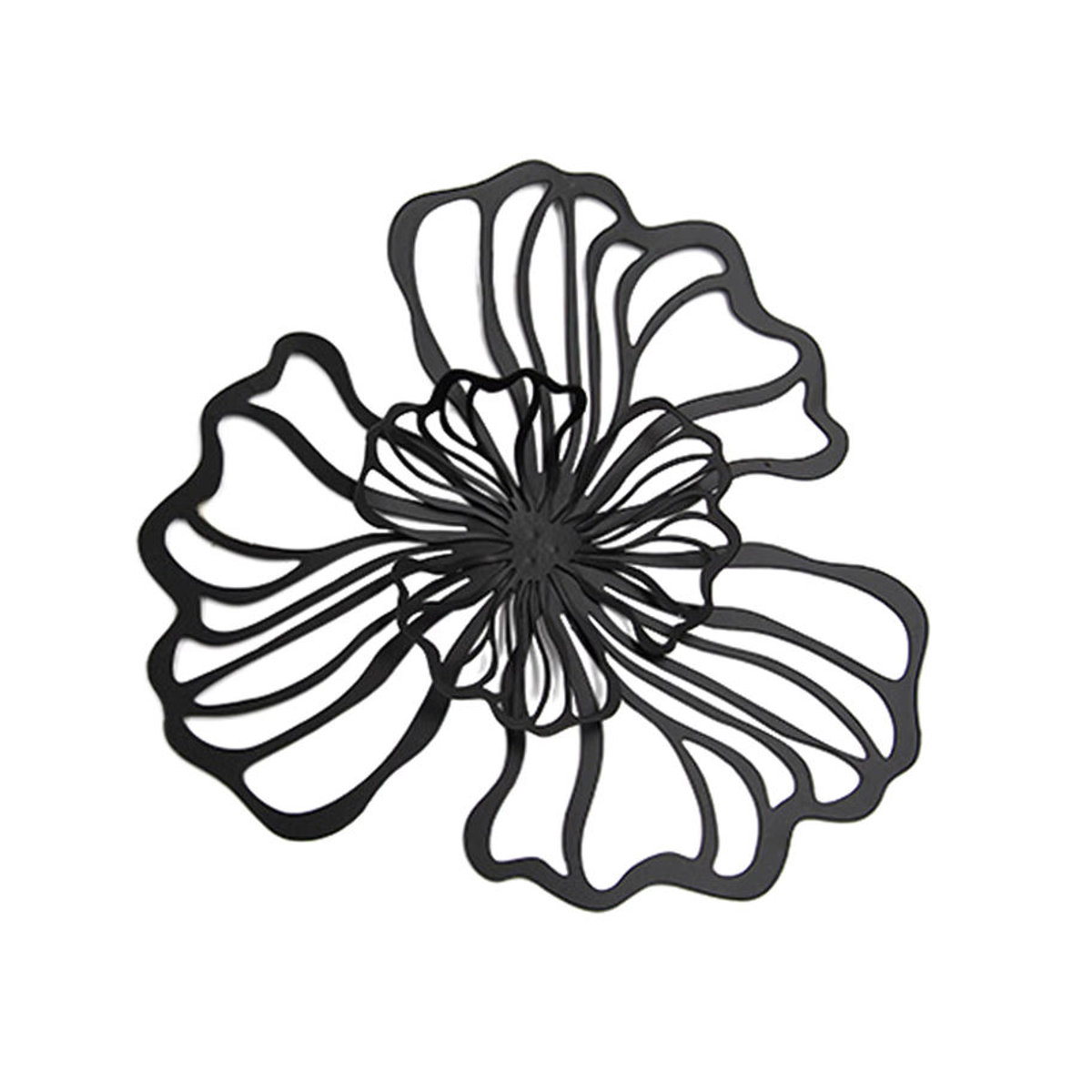 Homyl Wanddekoration Blumen Design aus Metall in Schwarz, Moderner Floral Wandbehang für Wohnzimmer, Schlafzimmer und Badezimmer - Bild 2