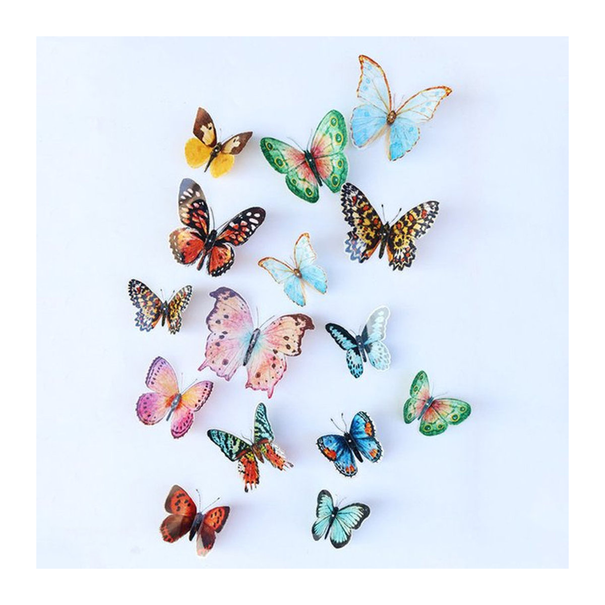 HonC 36 Stück Aquarell Schmetterling 3D Wandaufkleber, mehrfarbig, selbstklebende Wanddekoration aus Papier für dein Zuhause oder deine Hochzeit - Bild 1