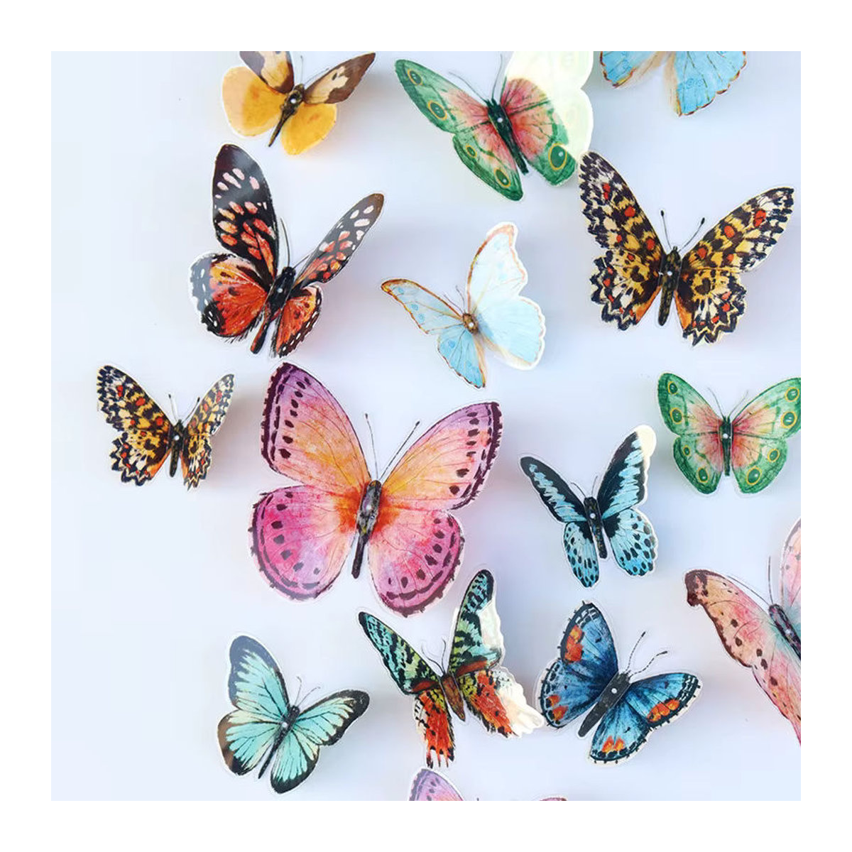 HonC 36 Stück Aquarell Schmetterling 3D Wandaufkleber, mehrfarbig, selbstklebende Wanddekoration aus Papier für dein Zuhause oder deine Hochzeit - Bild 3