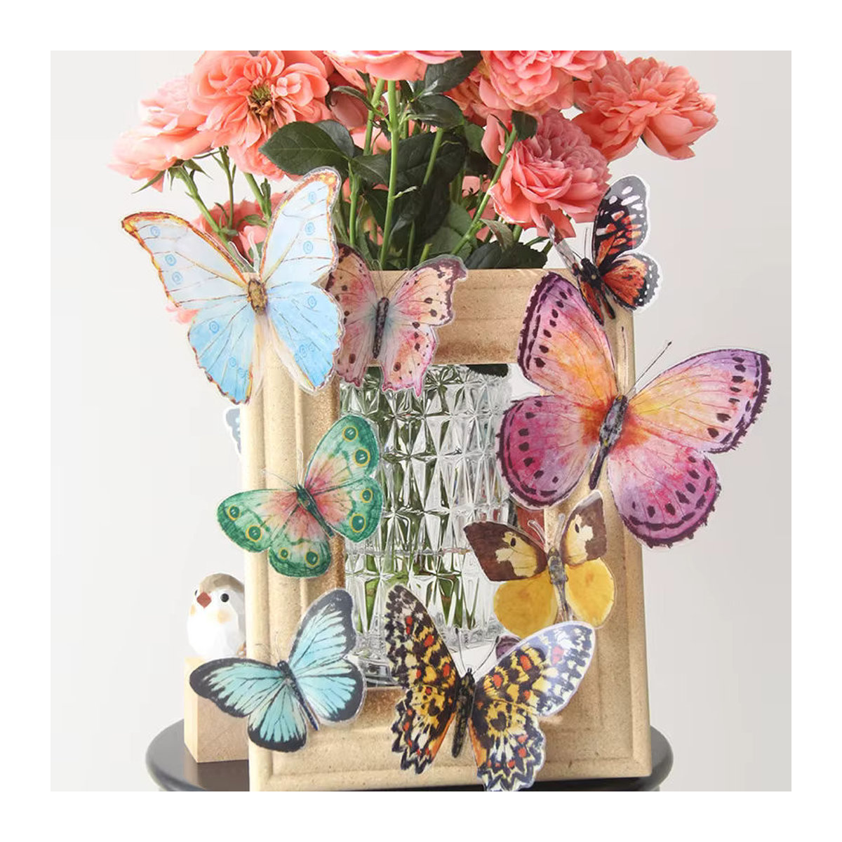HonC 36 Stück Aquarell Schmetterling 3D Wandaufkleber, mehrfarbig, selbstklebende Wanddekoration aus Papier für dein Zuhause oder deine Hochzeit - Bild 4