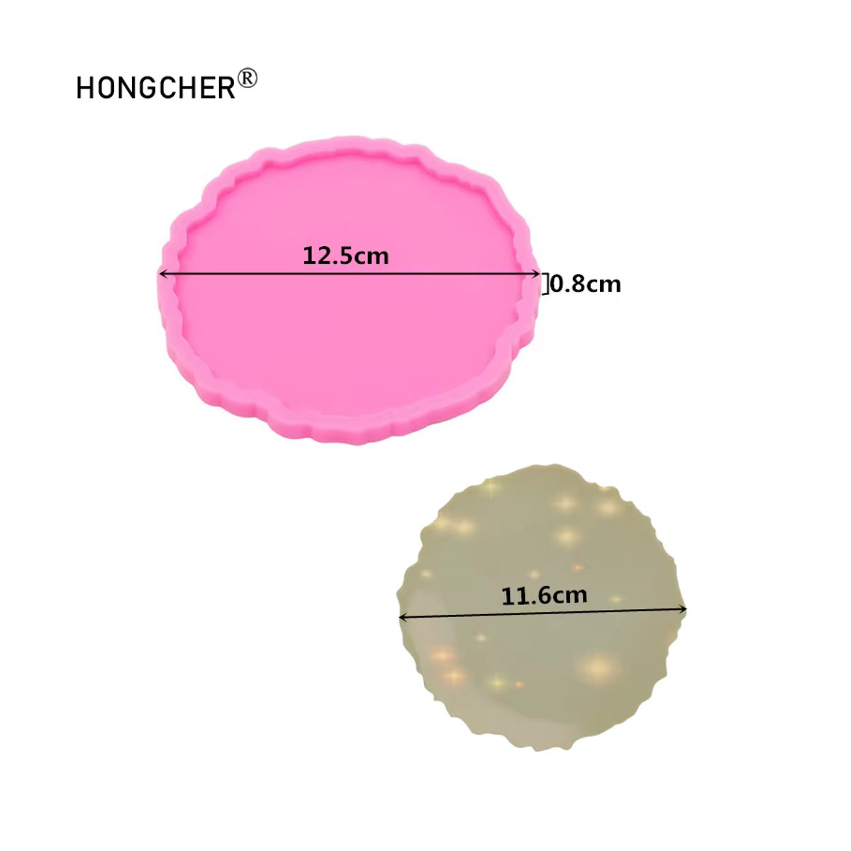 HONGCHER Silikonform für DIY-Kristall-Tropfen und Tischdekoration, runder Obstteller in Pink mit Blumen- und Blättermuster - Bild 2