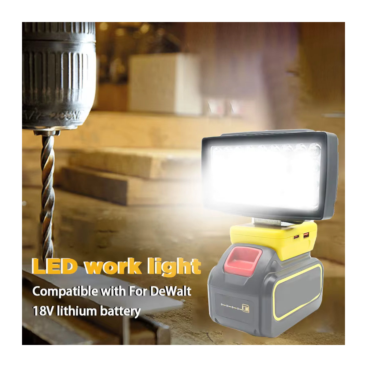 HongSong LED Arbeitsleuchte mit 36 LEDs und USB Power Bank Funktion für Makita, DeWalt, Bosch und Milwaukee Akkus - Bild 4