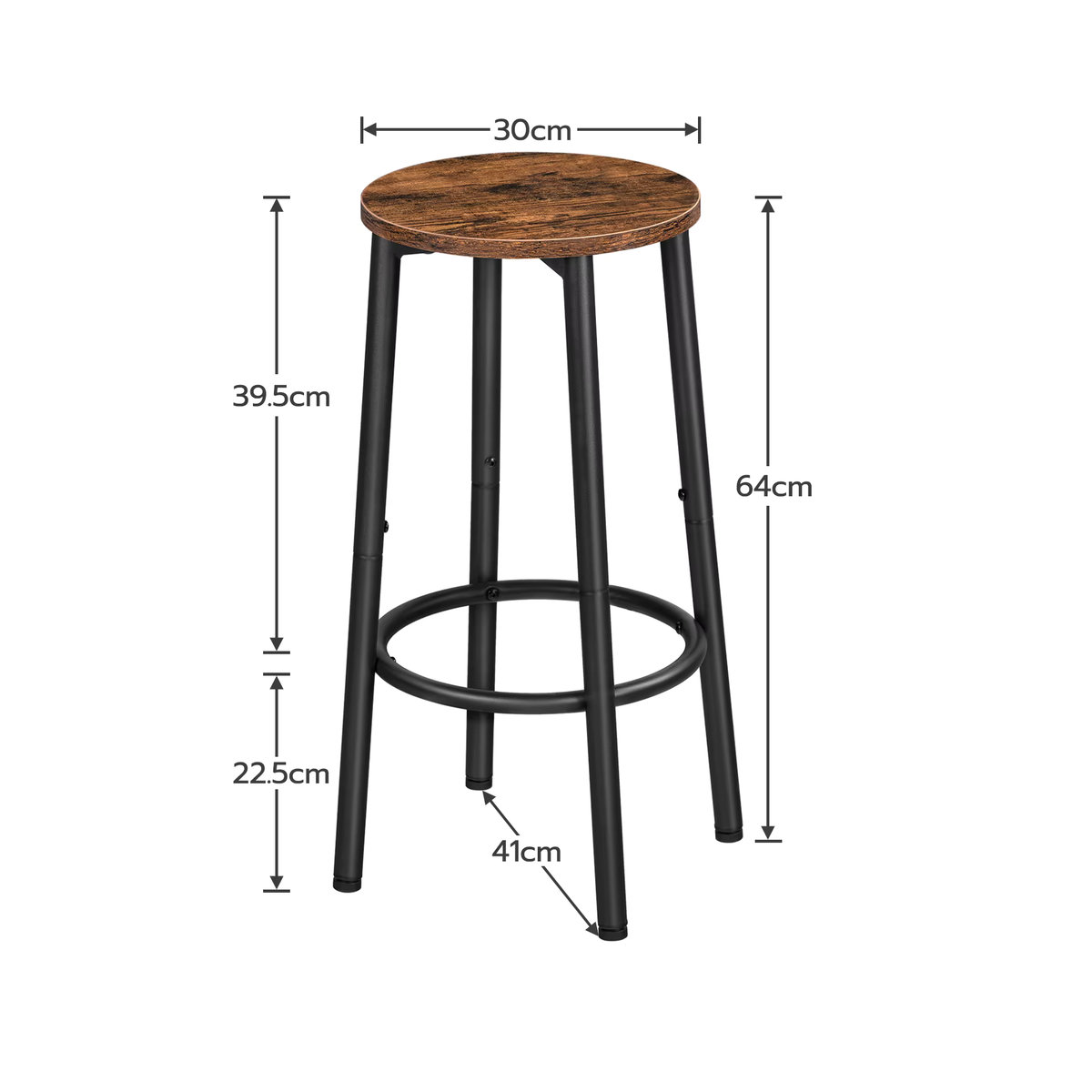 Hoobro Barhocker 2er Set im Industrial Design aus Holz und Metall in Braun und Schwarz - Bild 3