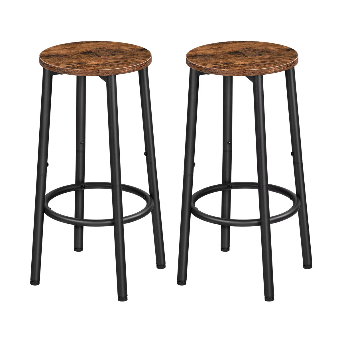 Hoobro Barhocker 2er Set im Industrial Design aus Holz und Metall in Braun und Schwarz - Bild 5