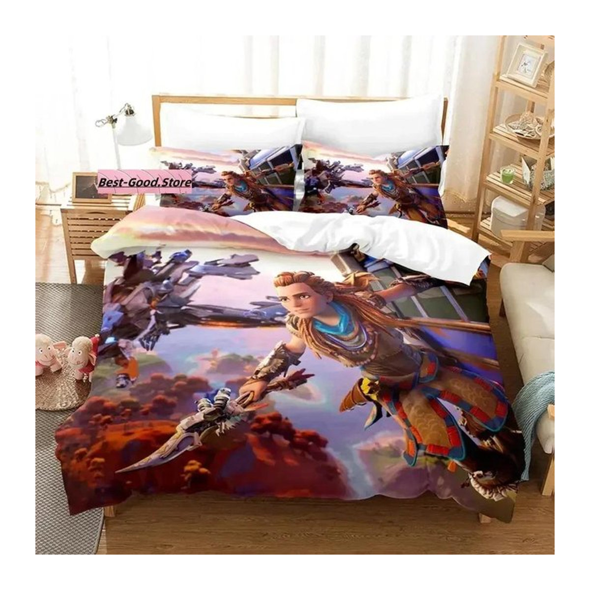 Horizon Zero Dawn Bettwäsche Set 3D Anime Design für Einzelbetten, 3-teilig, B/H: 135 x 200 cm - Bild 1