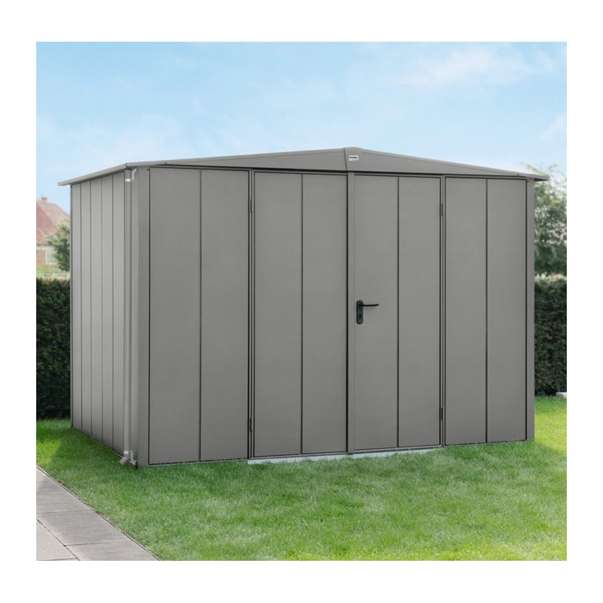 Hörmann Ecostar Gerätehaus Elegant mit Satteldach aus Metall in Grau, B/H/T: 302,8 x 219,4 x 238 cm - Bild 2