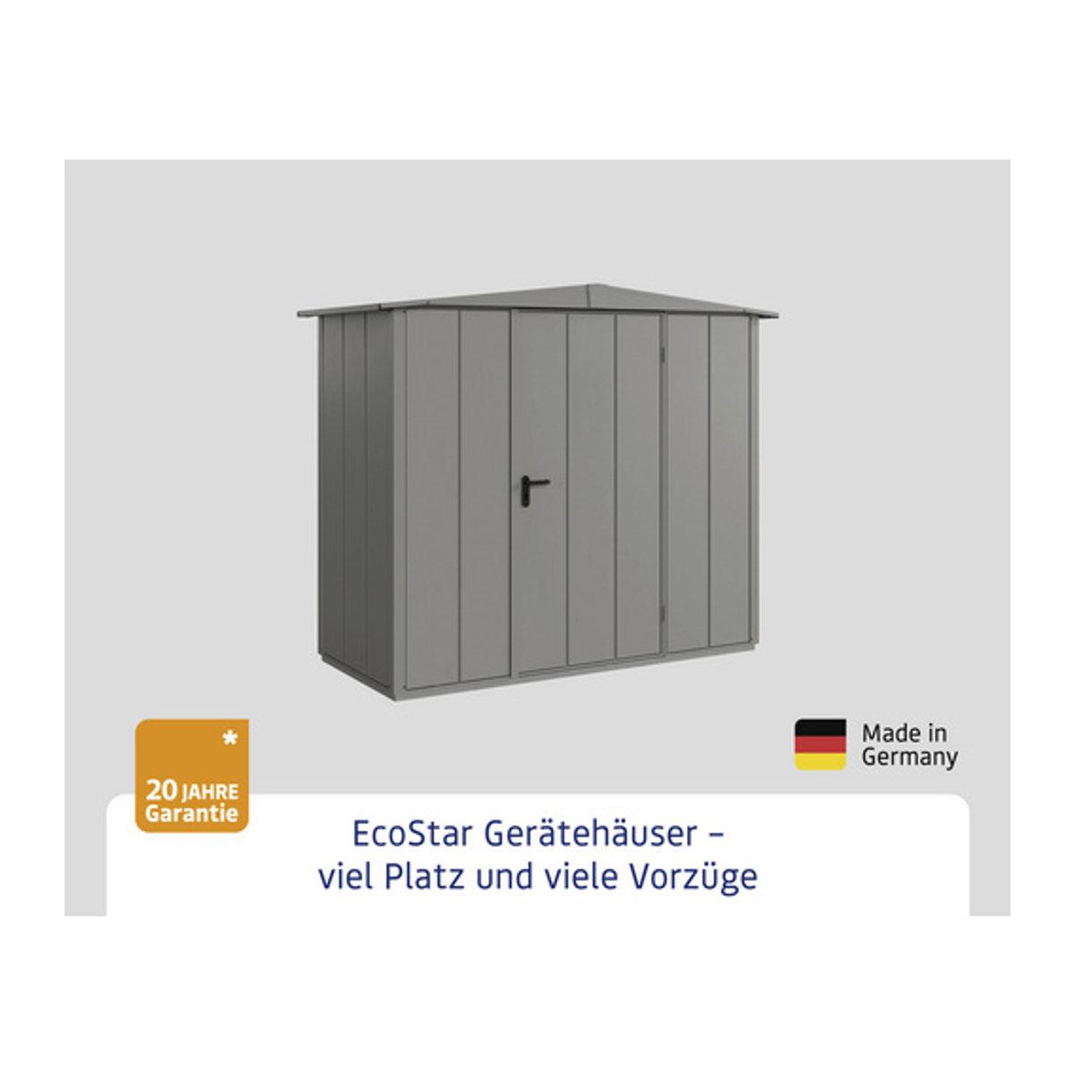 Hörmann Ecostar Gerätehaus Elegant-S aus Metall in Grau, B/H/T: 238 x 216 x 107,8 cm - Bild 3