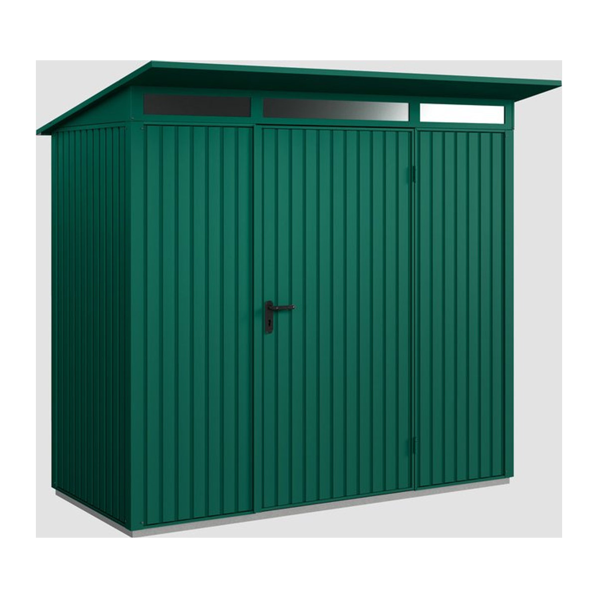 Hörmann Ecostar Gerätehaus Trend mit Pultdach aus Metall und Aluminium in Grün, B/H/T: 248 x 153 x 189 cm - Bild 4