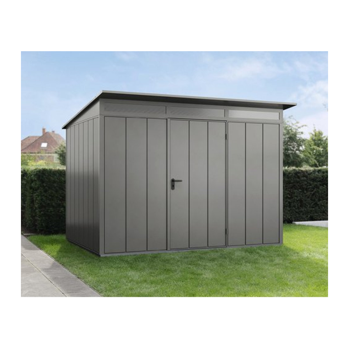 Hörmann Ecostar Metall-Gerätehaus Elegant in Grau mit Pultdach, B/H/T: 312,7 x 232,3 x 345 cm - Bild 1
