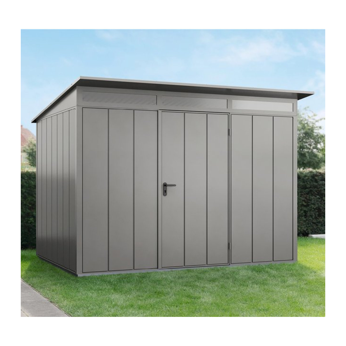 Hörmann Ecostar Metall-Gerätehaus Elegant in Grau mit Pultdach, B/H/T: 312,7 x 232,3 x 345 cm - Bild 4