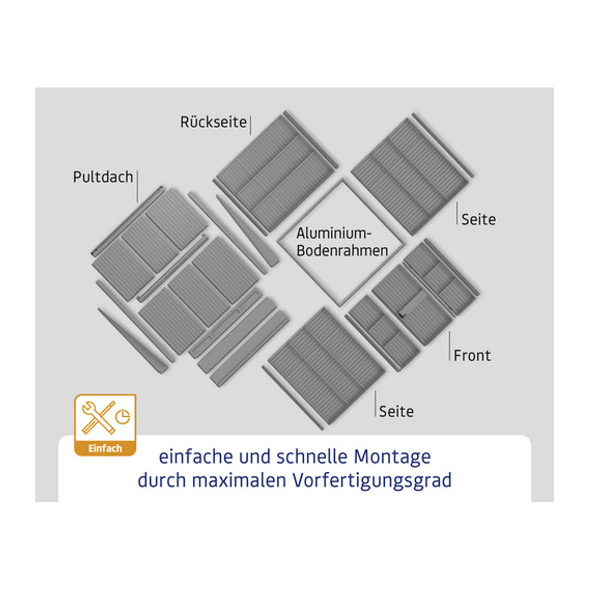 Hörmann Ecostar Metall-Gerätehaus Elegant mit Pultdach in Grau, B/H/T: 248 x 232,3 x 297 cm - Bild 3
